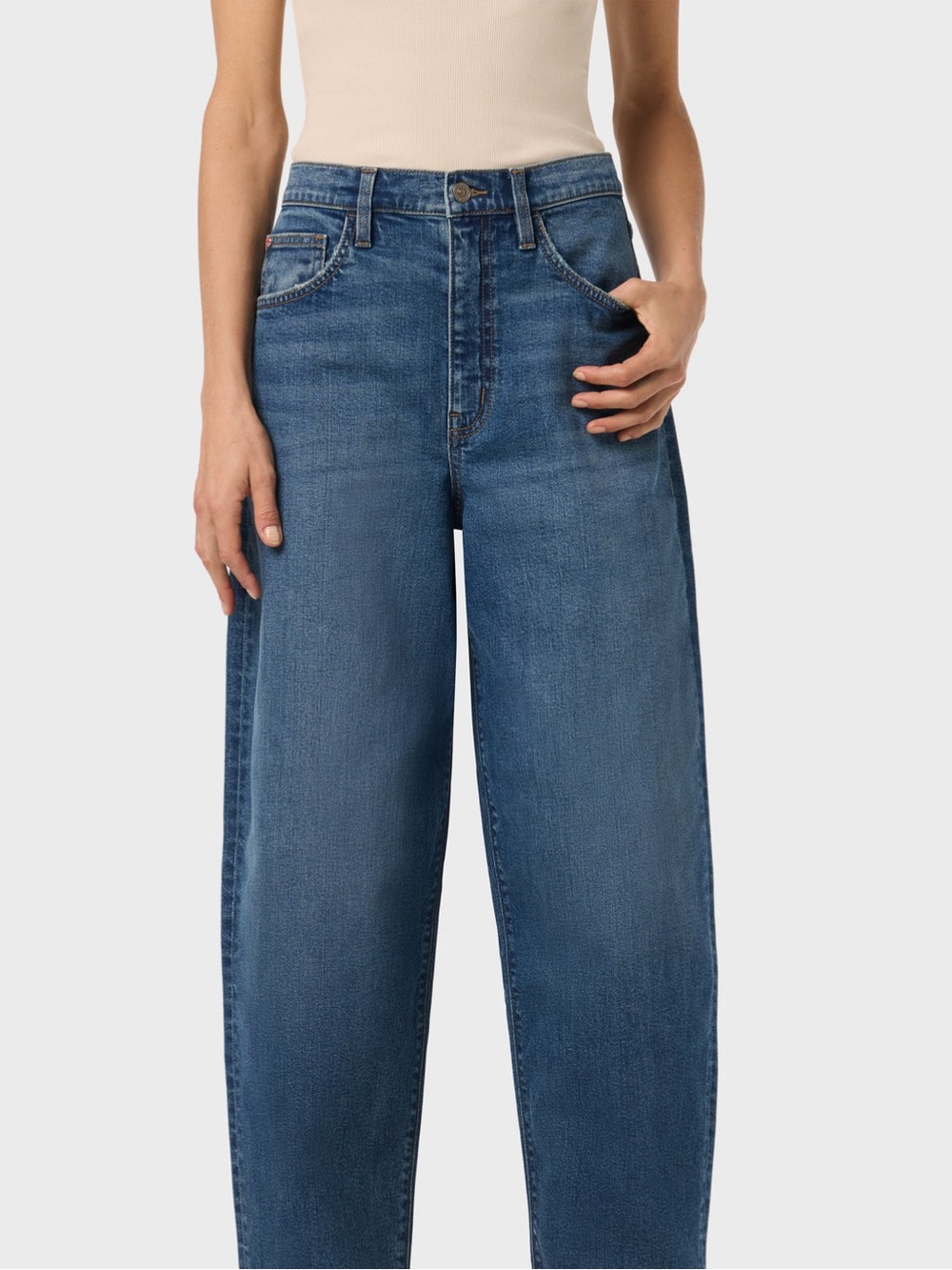 Hudson Barrel Jean High Rise Wide Leg Raw Hem Jeans Size 27